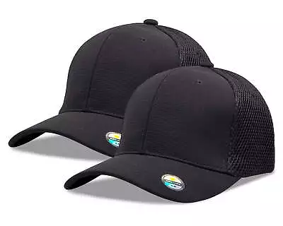 [2 Pack] Hybrid Stretch-Fitted Trucker Cap Baseball Cap With Air Mesh • $12.99