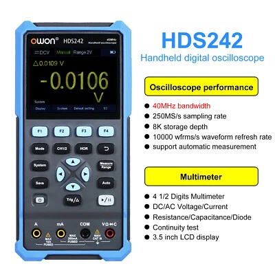 £119.99 • Buy OWON HDS200 Series Handheld Digital Oscilloscope 2CH+1CH Waveform Generator USB