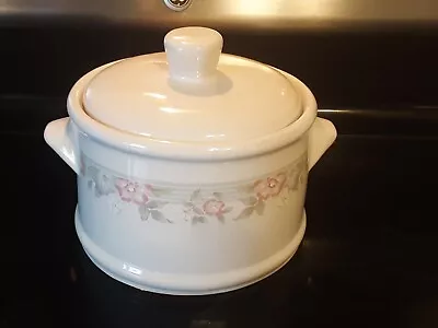 Vintage 1987 MOUNT CLEMENS Pottery Soup Crock Ceramic Pot With Lid 7.5  X 5  • $8.95