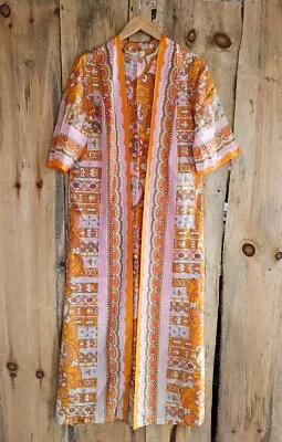 Vintage 60s Saks Fifth Avenue Kaftan Dress Medium Hippie Mod • $50