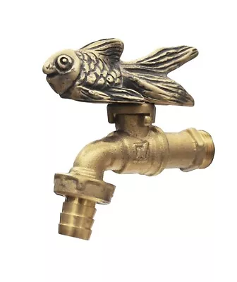 Brass Garden Tap GOLD FISH Spigot Faucet Vintage Yard Water Home Decor Outdoor • $64.99