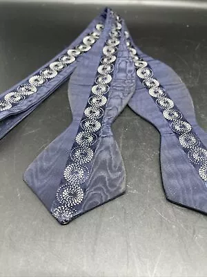 A. Sulka Blue Silk Bow Tie Vintage 15-15 1/4 • $90