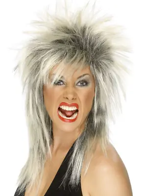 80s Rock Diva Wig Blonde Tina Turner Mullet Ladies Fancy Dress Costume Accessory • £9.99