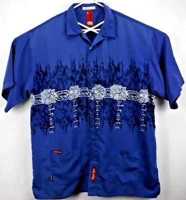 Marc Ecko Unltd Men's Shirt XL S/S Blue Button Up Embroidered/Graphic Logo • $35.93