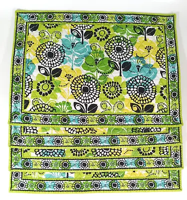 Set Of 4 Vera Bradley Limes Up Quilted Reversible Placemats Leaves Flowers • $38.54