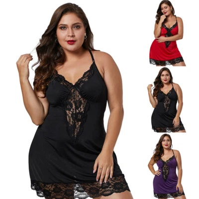 $13.77 • Buy Plus Size Sexy Women Lace Sleepwear Babydoll Lingerie Nightdress Nightwear Dress