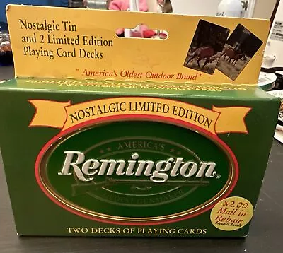 Remington Metal Tin Double Deck Playing Cards Nostalgic Limited Edition • $12
