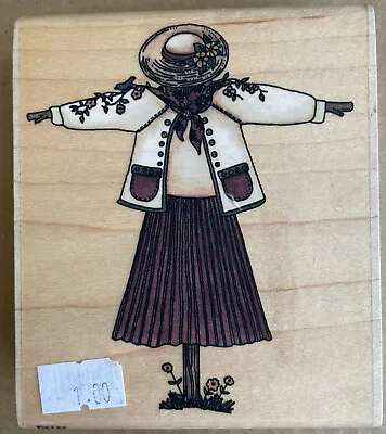 Rubber Stamp J Scarecrow Garden Hat Pleated Skirt • $5.95