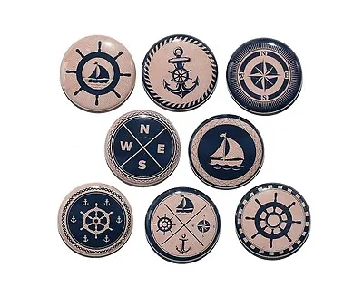 NAUTICAL VINTAGE LOOK - Buttons Pinbacks Badges 1 Inch - Set Of 8 • $5.25