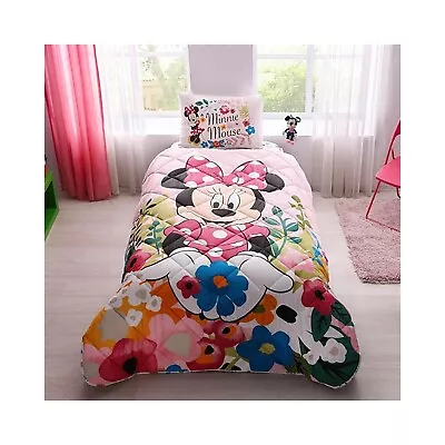 100% Cotton Girls Bedding Minnie Mouse Comforter Set With Flat Sheet Twin Size • $149.90