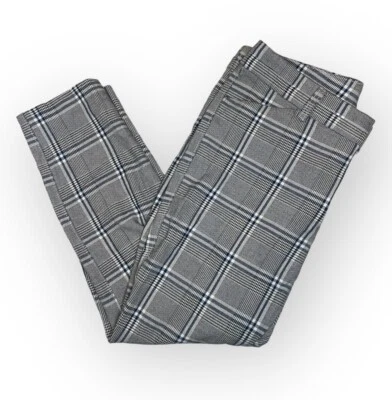 Gap Womens Size 10 Grey Navy White Check Trousers Signature Slim Cropped Fit • £12.99