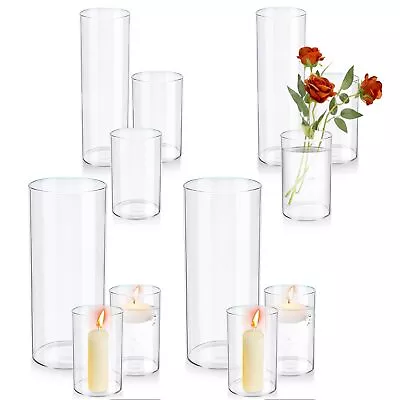 Cylinder Vases Set Glass Cylinder Vases Bulk Floating Candles Holders Clear F... • $57.03
