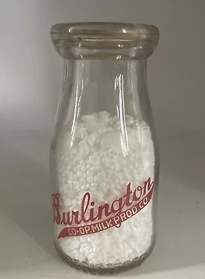 Vintage BURLINGTON CO-OP Milk Prod. ACL Half Pint Milk Bottle Burlington Vermont • $13.99