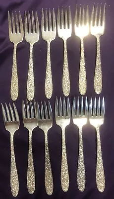 12 Vintage National Silver Co AA Salad Forks NARCISSUS Pattern Silver Plate • $49.99