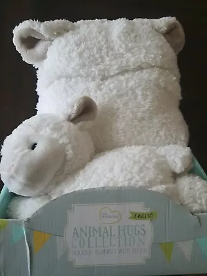 LITTLE MIRACLES BABY LAMB PLUSH HOODED BLANKET SET Plush Lovey COSTCO  • $51.99