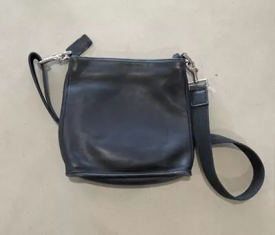 VINTAGE Coach Black Leather Crossbody Shoulder Purse Bag • $35