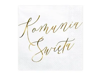 Serwetki Białe Z Napisem Złotym Komunia Święta Polish Napkins Table Decoracje • £6