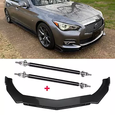 For Infiniti G37 G35 Carbon Fiber Front Bumper Lip Splitter Spoiler+Strut Rods • $79.99