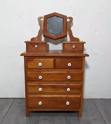 Vintage Wood Apothecary Chest Of Drawers Mini Jewelry Cabinet Dresser Armoire • $157.50