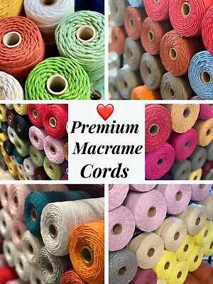 MACRAMÉ Cord/Yarn 3-4mm Premium Single Twisted Cotton Rope String Craft DIY • £2.78