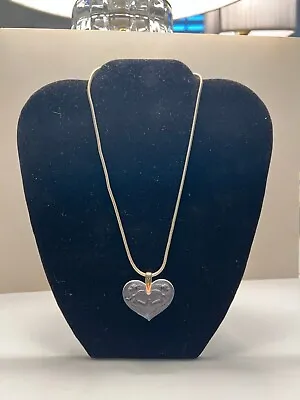 Vintage Lalique France Clear Heart Angel Cherub Pendant Necklace • $230