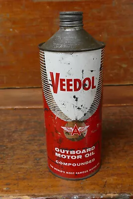 Vintage 1950s Veedol Flying A Outboard Motor Oil Cone Top One Quart Oil Can • $49.95