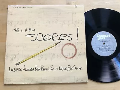 L.A. Four Scores! LP Concord Jazz Ray Brown Latin Jazz LA4 Ultrasonic VG++ • $15.99