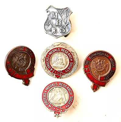 5 Vintage Badges Military History Society Orders & Medals Research Birmingham • £4.99