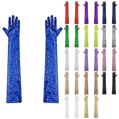 Womens Dancing Evening Long Gloves Shiny Celebrations One Size Costume Opera • $13.79