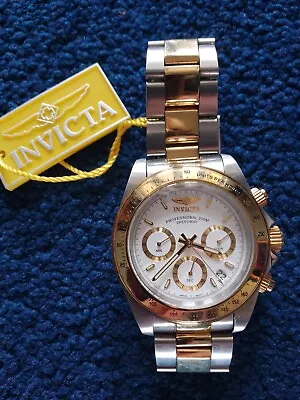 Invicta Speedway 9212 Silver & Gold Toned Stainless Steel Men's Wristwatch Boxed • £20