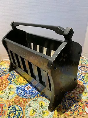 Vintage Wooden Magazine Rack - Small 12 X 8 X 5 Black Stenciled. Adorable  • $22