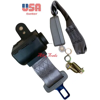 1 Universal Car Seat Belt Lap 2 Point Safety Gray Adjustable Retractable Auto  • $21.95