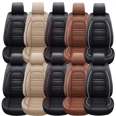 PU Leather 2/5-Seat Car Cover Universal Front Rear Full Set Cushion Protector • $69.99