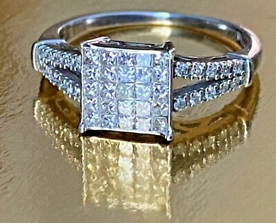 £425 • Buy 18ct White Gold Wedding Ring Princess Cut 0.5ct Diamond 1/2 Carat 18k 750 Carat