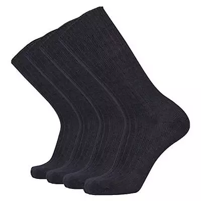 EnerWear 4P Pack Mens Merino Wool Trail Crew Socks US 10-13 Black • $18.99