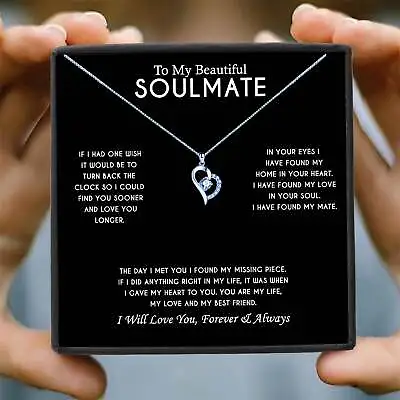 £14.99 • Buy Soulmate Necklace To My Soulmate Necklace Gift For Soulmate Heart Shape Necklace