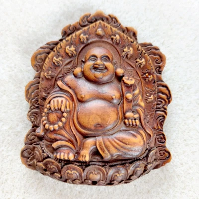 £7.50 • Buy Japanese Carved Boxwood Netsuke, Laughing Buddha, Chinese Budai
