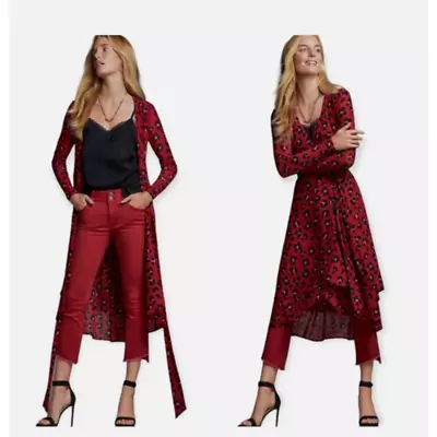 Cabi Vivien Siren Wrap Dress 5771 Leopard Animal Print Red Wrap Dress Size S • $50