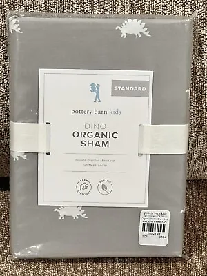 NEW Pottery Barn Kids Dino Organic Standard Sham Gray Dinosaur Stegosaurus • $24.95