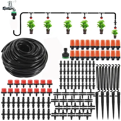 £19.99 • Buy 30m 100ft Automatic Drip Irrigation System Garden Plant Self Watering Hose Kit