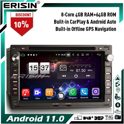 DAB+Android 11 Car Stereo GPS Sat Nav For VW Golf MK4 Passat Polo T5 Peugeot 307 • £185.86