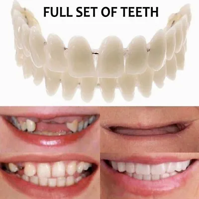 $7.40 • Buy Smile Snap On Upper＆Bottom Set False Teeth Denture Veneers Dental Tooth Cover