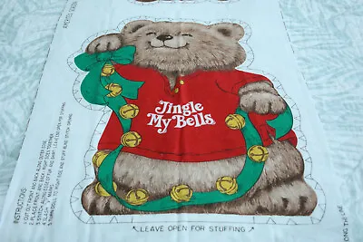 $18.99 • Buy Vtg Hallmark  1980 Christmas Shirt Tales Cotton Fabric Panel ~ Jingle My Bells