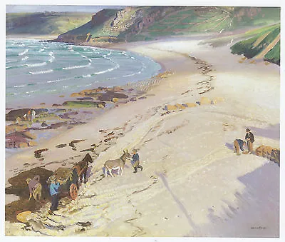 Gathering Seaweed Sennen Cove Laura Knight Print In 10 X 12 Inch Mount SUPERB • £17.95