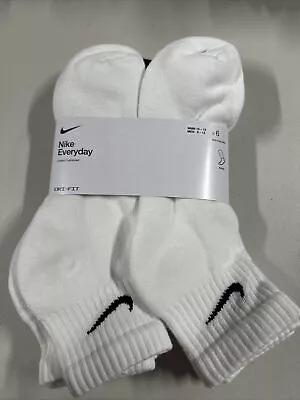 Nike Everyday Cotton Cushioned Ankle Socks Sz L 8-12 W 10-13 6 Pairs Sx7669-100 • $14.99