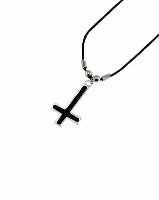 Zac's Alter Ego® Upside Down Silver Cross Pendant On Wax Cord Necklace • £5.69