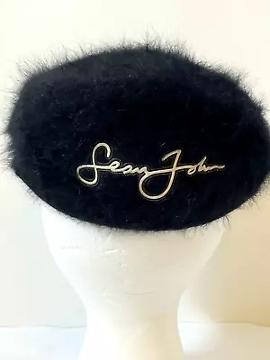Vintage Sean John Flat Cap Newsboy Angora Hat Black Size L / XL Y2K Hip Hop • $10.46