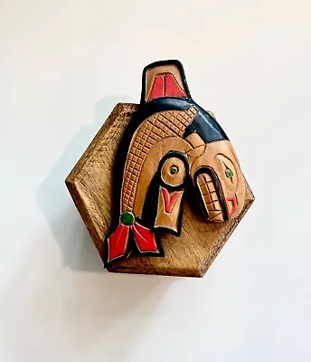 Native Pacific Artist Artie George Carved  Killer Whale  Wooden Trinket Box • $45