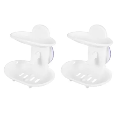 £8.25 • Buy  2pcs Double Soap Dish Strong Suction Soap Holder Cup Tray For Shower Bathroom