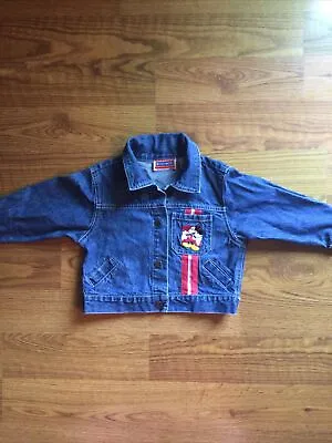 Vintage Mickey Mouse Jean Jacket 90s Mickey Mouse Disney Denim 2T Patches • $32